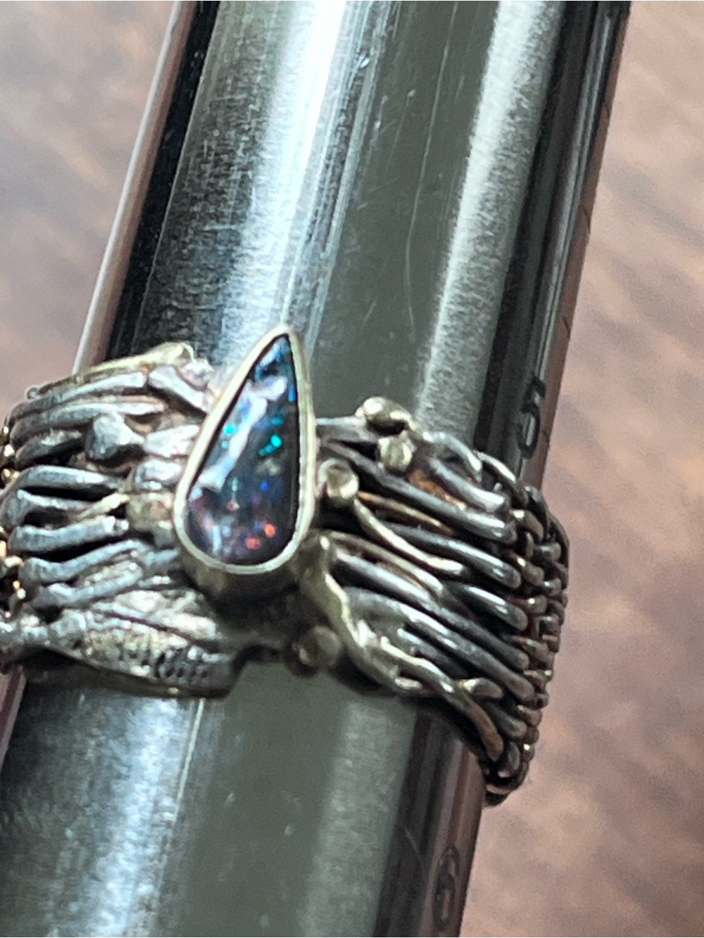 Amazing OOAK handcrafted preloved gold and sterling opal ring - Picture 13 of 15